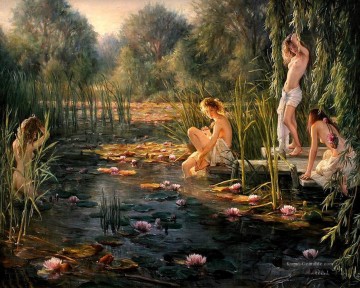 Hübsche Frauen HH 15 Impressionist Ölgemälde